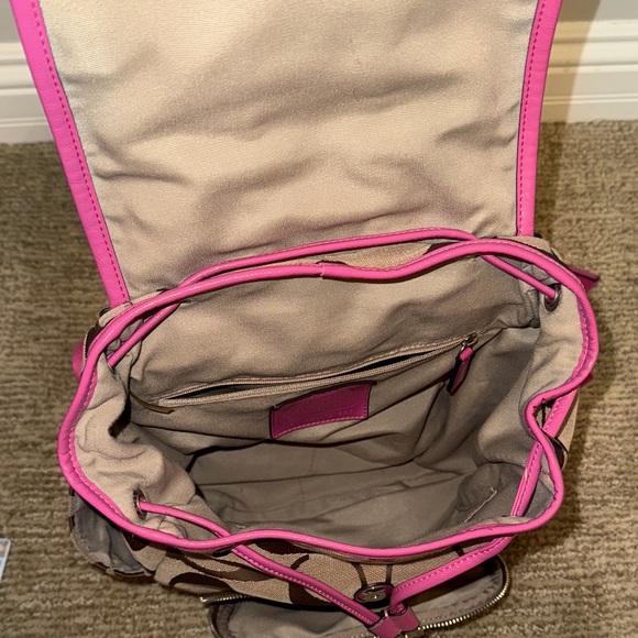 Coach Signature Brown and Pink Backpack - Picture 3 of 4